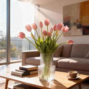 Tulipanes de PU de Color Morandi Real Touch, Flor Otoñal Naranja Quemado de 45 cm para el Día de la Madre y Graduación - Product Image 2