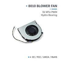 Ventilateur soufflant 8010 5V DC 4 broches PWM à roulement hydrographique 3200 tr/min 7,35 CFM 31,7 dBA 80x80x10mm, ventilateur de refroidissement sans balais pour équipement industriel