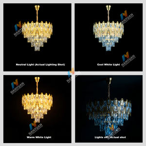 Lámpara de Techo Moderna de Lujo con Cristales LED <span class=keywords><strong>Dorados</strong></span>, Lámpara Colgante Grande para Dormitorio o Comedor - Product Image 3