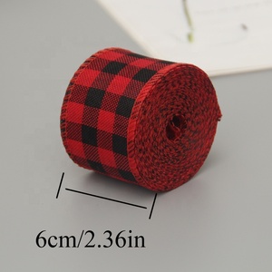 Pita Buffalo <span class=keywords><strong>Plaid</strong></span> Grosir, Pita Satin Tahan Lama dengan Tepi Kawat untuk Pembungkus Kado dan Dekorasi Natal - Product Image 5