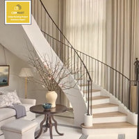 Escalera Espiral Curva Moderna de Madera Sólida CBMmart con Barandilla de Madera - Diseño Interior Minimalista para Viviendas y Apartamentos