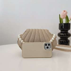 Sac à main personnalisé en cuir PU brodé de perles, forme coquillage pour fille, avec fermeture à rabat, sac à bandoulière - Product Image 3