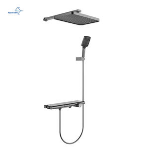 Diseño de lujo 3 funciones expuestas de gran tamaño Panel de sujeción Baño de gama alta Mezclador de ducha oculto de latón con termostato - Product Image 1