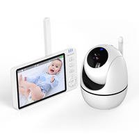 ABM501 Moniteur bébé HD 5 pouces avec berceuses, surveillance de la température en temps réel, caméra rotative sans fil pour nourrissons et enfants