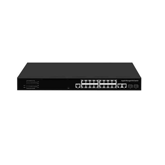 L2 20 Ports 10/100/1000 Mbps Ethernet Poe Switch Gigabit Network Switch with 2 SPF Managed Poe Ports for CCTV