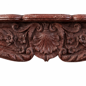 Chimenea Tradicional de Mármol con Tallado Ornamental, Piedra Rosa Levanto, Chimenea Interior de Leña para Comedor - Product Image 3