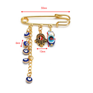 Pin de Esmalte Olho da Sorte Fatima Hamsa Azul Turco Olho Grego, Broche de Liga Dourada para Mulheres e Homens, Joia de Moda BE102 - Product Image 5