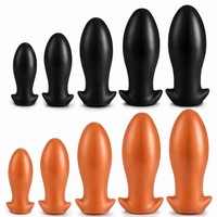 Plug anal extra large en silicone liquide, forme œuf, noir et or, pour homme et femme, super doux, pour l'extérieur