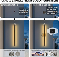 Appliques murales extérieures pour maison, luminaire mural extérieur en forme de longue bande, applique murale noire à intensité variable pour porche et garage