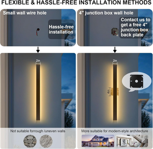 Exterior Wall <strong>Lights</strong> for House Long Strip Outdoor <strong>Light</strong> Wall Fixture <strong>Sconce</strong>, Dimmable Black Wall Mount Lighting for Porch Garage - Product Image 3