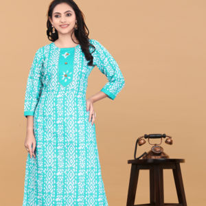 Conjunto de kurta y pantalón verde estampado al por mayor para mujer, marca Magic, Kiran Nexus, ropa ecológica. - Product Image 1