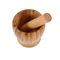 Natuurlijke bamboe 2-delige mortier en stamper set, handmatige knoflook- en gembermolen, multifunctionele kruiden- en pepermaler