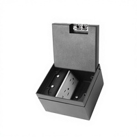 Boîte de prise électrique encastrée au sol en acier inoxydable avec revêtement en poudre noir mat ZDR-130B, 2 prises électriques 45, USB 10A