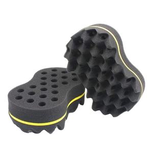 Fabrik Logo benutzer definierte hohe Dichte zweiseitige Welle Schaum Schwamm Haars chwämme für schwarze Männer Locken - Product Image 1