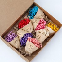 Bouquet miniature séché 100 % naturel fait main, en boîte, prêt à offrir, arrangement de fleurs préservées aux couleurs vibrantes, vente en gros