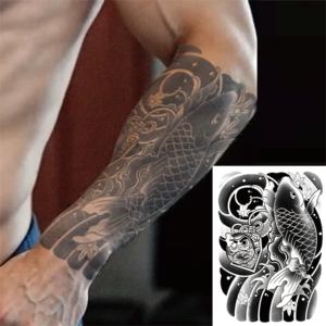 Autocollants de tatouage temporaire motif fleur de cerisier, écologiques, imperméables, pour bras, dos, épaule, cou, art corporel - Product Image 1