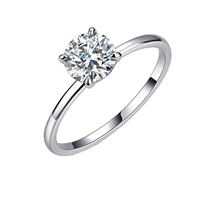 Bague de fiançailles classique en argent sterling S925 avec moissanite créée en laboratoire à quatre griffes, certification GRS, 1 carat total, pour couples
