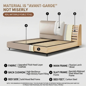 Meubles de chambre à coucher en bois de luxe moderne, lits rembourrés, cadre de lit double super king size avec tiroirs, design 2026 - Product Image 2