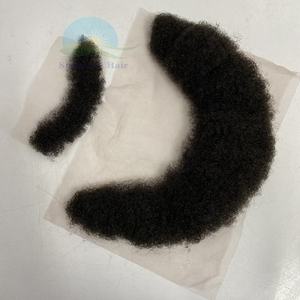 Nouvelle arrivée : Moustache et barbe en cheveux humains Remy indiens naturels noirs, bouclés <span class=keywords><strong>afro</strong></span> de 4 mm, entièrement noués à la main avec une ligne de cheveux faite à la main - Product Image 6