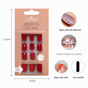 Kendinden yapışkanlı Joyme 24 adet yanlış tam kapak tırnak ipuçları yapay dikişsiz çıkarılabilir giyen kullanımlık manikür basın çivi - Product Image 3