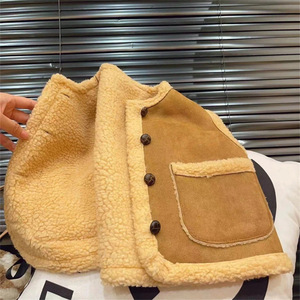 Tongxingyuan Kids Winter Vest Khaki Fleece Lined Solid Color Outerwear For Girls And Boys - Product Image 3