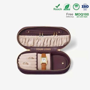 新作クロコダイルプリントジュエリーケースレザー取り外し可能ポーチ付きレディースネックレスリングオーガナイザージュエリートラベルケース - Product Image 2