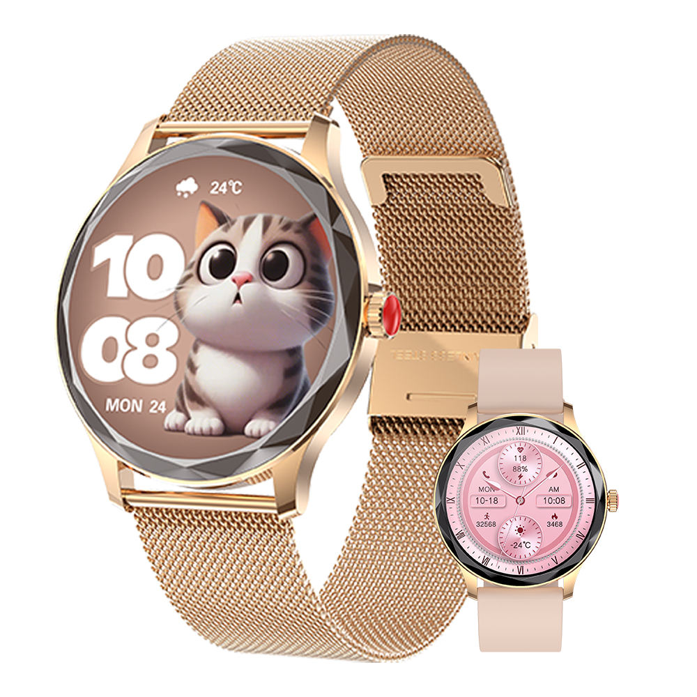 Diamond Women's Health Monitoring Smartwatch 1.32-Inch AMOLED BT Call AI Voice Assistant Heart Rate Blood Pressure Smart Watch