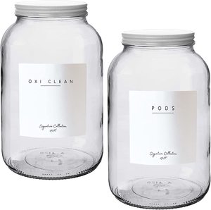 Glass <strong>Laundry</strong> Storage Containers for Powder- Two One Gallon <strong>Jars</strong> W/White Metal Lid, <strong>Laundry</strong> Detergent Holder, <strong>Laundry</strong> Pods Conta - Product Image 2