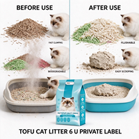 Litière pour chats au tofu, biodégradable, désodorisante, à base de maïs et de soja de qualité alimentaire, 6L, sable pour chats en bande, OEM, marque privée