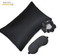 2025 nuova confezione regalo personalizzata Encong maschera per gli occhi in pura seta Scrunchie e federa in seta di gelso 3 pezzi 100% raso federa di seta