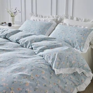 Parure de lit d'hôtel personnalisée 4 pièces en coton : drap plat, housse de couette, drap-housse et taies d'oreiller - Product Image 5