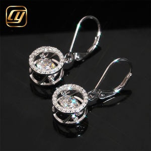Boucles d'oreilles pendantes en argent sterling S925 avec moissanite scintillante, motif halo rond, bijoux pour femme - Product Image 6