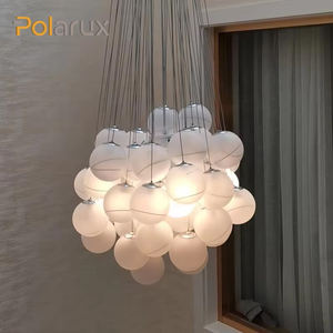 <span class=keywords><strong>Suspension</strong></span> contemporaine avec pendentifs Globe givrés et câbles multifils, idéale pour la décoration intérieure OEM ODM à haut plafond - Product Image 1