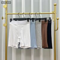 SUHE Short de yoga et de fitness pour femme, taille XL, avec logo personnalisé, en jersey côtelé modal, extensible, doux, longueur genou, uni, confortable pour la détente