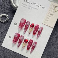 Grossiste de haute qualité Nouveau style de strass Pressage à la main Collection Noël 3D Colle réutilisable Presse artificielle sur les ongles