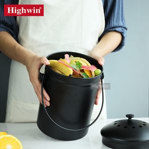 HIGHWIN Poubelle à compost de cuisine en acier inoxydable pour comptoir <span class=keywords><strong>avec</strong></span> <span class=keywords><strong>couvercle</strong></span> - Product Image 3