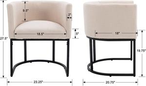 Sillas de Comedor Modernas con Forma de Bola, Sillas con Brazos, Espuma Contemporánea para Comedor y Sala de Estar, 18.5 Pulgadas de Ancho, Estructura de Acero Inoxidable Negro - Product Image 2