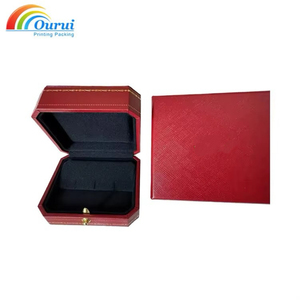 Wholesale Luxury Leather Wedding Ring Necklace Bracelet Custom Logo Jewelry <b>Boxes</b> with Octagonal Velvet Lining - Product Image 1
