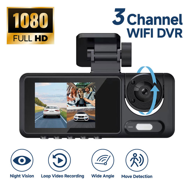 Best Sale Triple Lens HD WiFi Dash Cam with 360 Night Vision IPS Screen 1 Year Warranty Multi-Functional Driving Recorder
