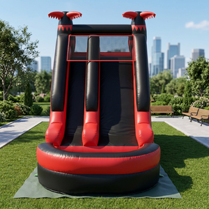 Toboggan aquatique gonflable à thème tropical pour usage domestique, avec piscine intégrée, idéal pour les jeux aquatiques. - Product Image 1