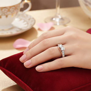 Bague à deux pierres en diamant véritable 0,70 TCW |   Bijou élégant en or blanc 14 carats, design torsadé multicolore, coupe ronde, cadeau pour femme - Product Image 3