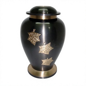 Gravé fleur noir grandes urnes de crémation pour cendres humaines reste femme et homme décoration funéraire urnes pour cendres femmes et hommes - Product Image 1