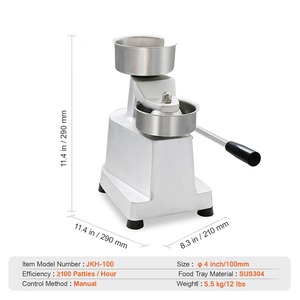 Venta al por mayor de fábrica 304 Manual de acero inoxidable para hacer hamburguesas, prensa para hacer hamburguesas de 100mm de diámetro para restaurantes de hamburguesas - Product Image 6