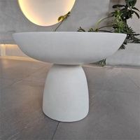 Table d'extérieur minimaliste en béton, ronde, blanche, meubles durables pour jardin et terrasse