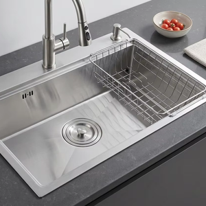 Évier de cuisine rustique en acier inoxydable 304, fait main, à tablier, cuve profonde, finition brossée, taille personnalisée, OEM ODM - Product Image 1