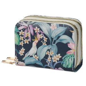 Cartera de Mujer, Portátil, Corta, con Doble Cremallera, Diseño Floral, para Guardar Tarjetas, de Cuero Sintético, para Uso Diario - Product Image 4