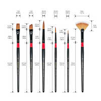 Ensemble de pinceaux d'art professionnels Artsecret avec poils en nylon, manche en bois, formes plates et éventail pour aquarelle, huile, acrylique, nail art et peinture