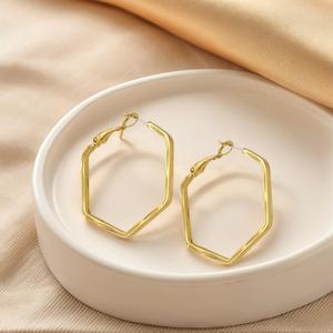 Pendientes de aro de Latón chapado en oro de 18 quilates geométricos con sirena de oficina elegante con circón accesorio de moda de trabajo elegante - Product Image 1