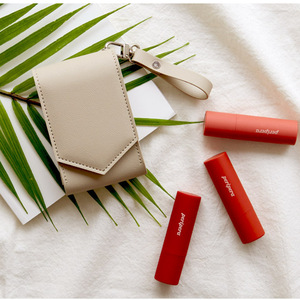 Nueva moda PU cuero <span class=keywords><strong>l</strong></span>ápiz labial estuche de transporte <span class=keywords><strong>l</strong></span>ápiz labial cosmético estuche bálsamo labial soporte espejo con llavero - Product Image 4