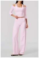 Ensemble de yoga premium en Spandex/Nylon brossé, anti-transpiration, infroissable, ajusté, avec effet taille cintrée et contrôle du ventre